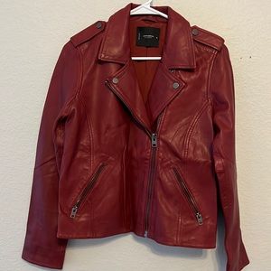 BNWT burgundy lamb leather moto jacket